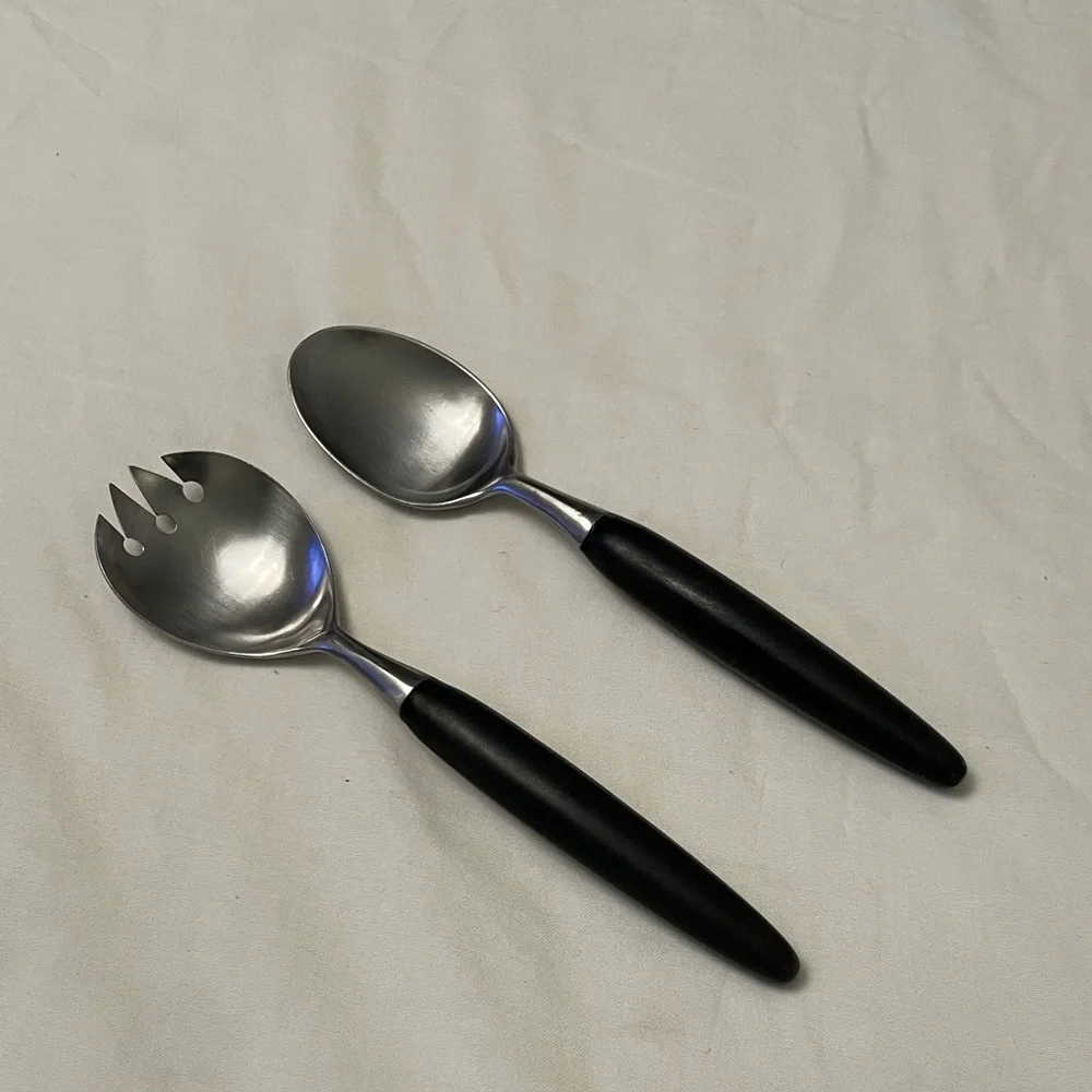Vintage “400” BY PRESENT Stainless Japan Salad Serving Spoon Set BAKELITE Handle